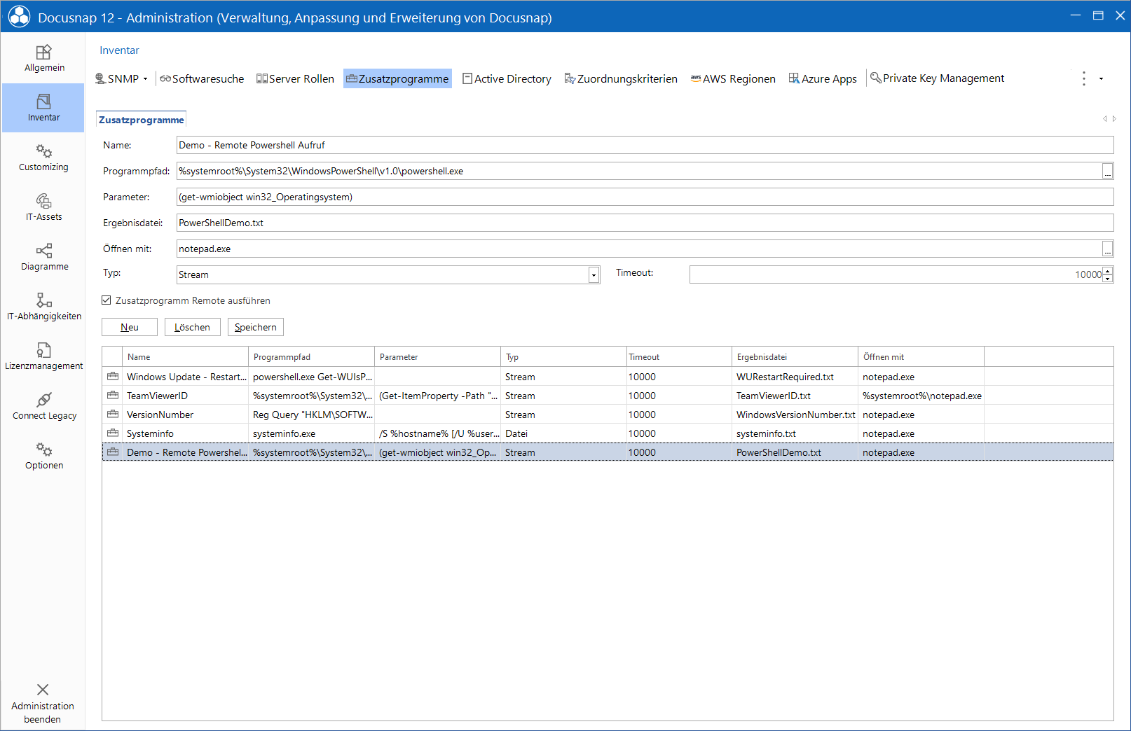 Docusnap Administration Inventar Zusatzprogramme Remote Docusnap Administration Inventar Zusatzprogramme Remote
