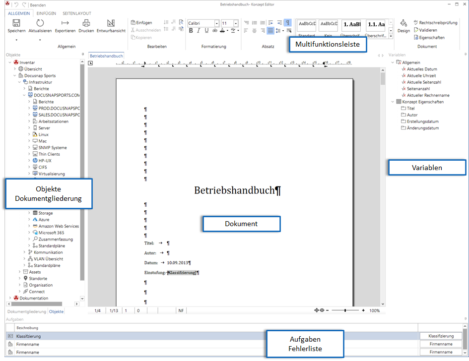Docusnap IT-Konzept Editor Docusnap IT-Konzept Editor