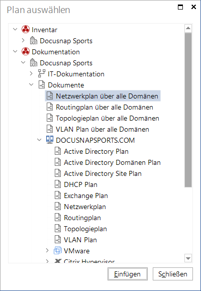 Docusnap IT-Konzepte Plan auswählen Domänen Docusnap IT-Konzepte Plan auswählen Domänen
