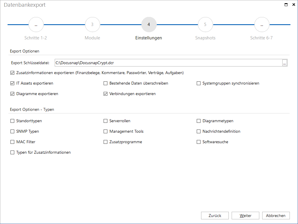 Docusnap Datenbankexport Einstellungen Docusnap Datenbankexport Einstellungen