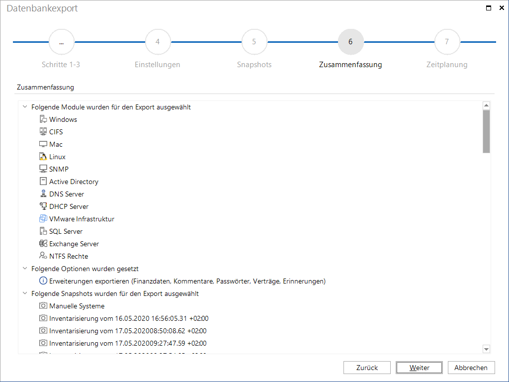 Docusnap Datenbankexport Zusammenfassung Docusnap Datenbankexport Zusammenfassung