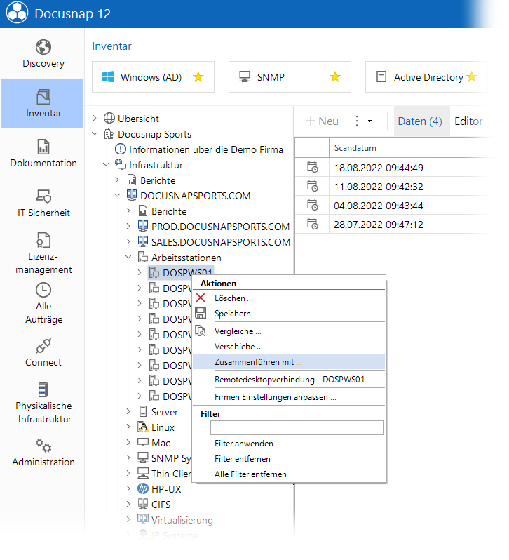 Docusnap Datenexplorer Zusammenführen Docusnap Datenexplorer Zusammenführen
