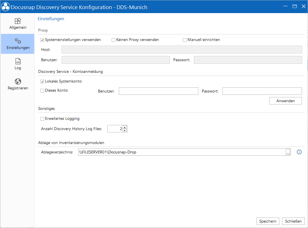 Docusnap Discovery Service - Einstellungen Docusnap Discovery Service - Einstellungen