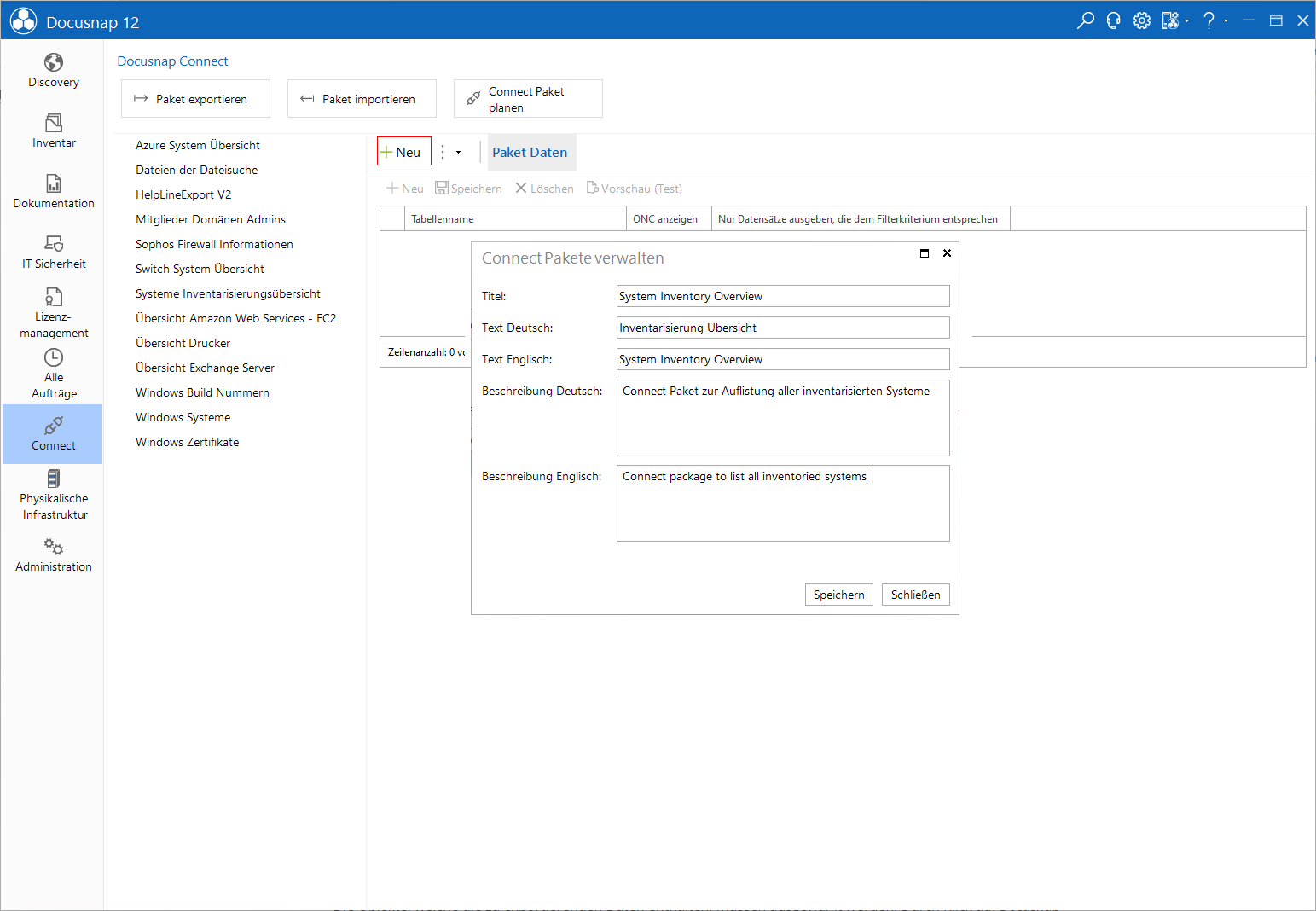 Docusnap Connect Paket Editor neu erstellen