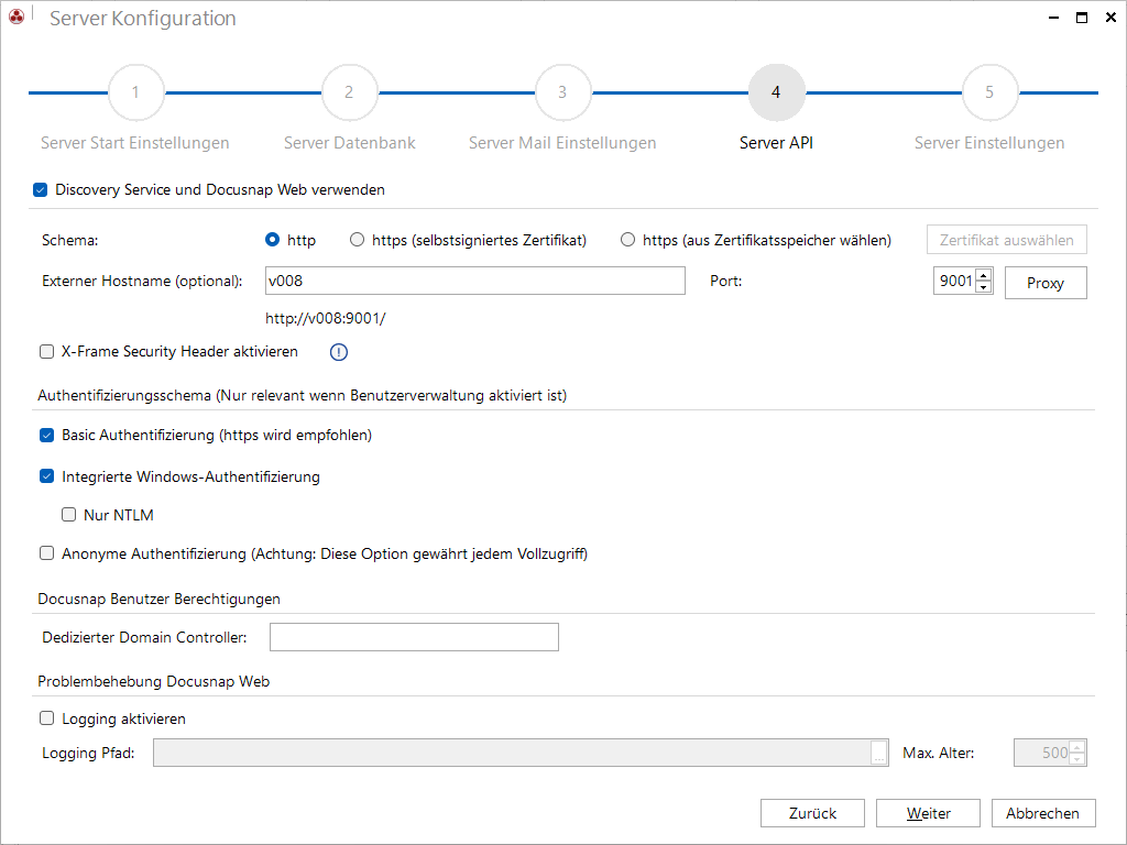 Docusnap Konfiguration Server-API Docusnap Konfiguration Server-API