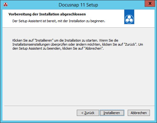 Docusnap Setup Bereit zum Installieren Docusnap Setup Bereit zum Installieren