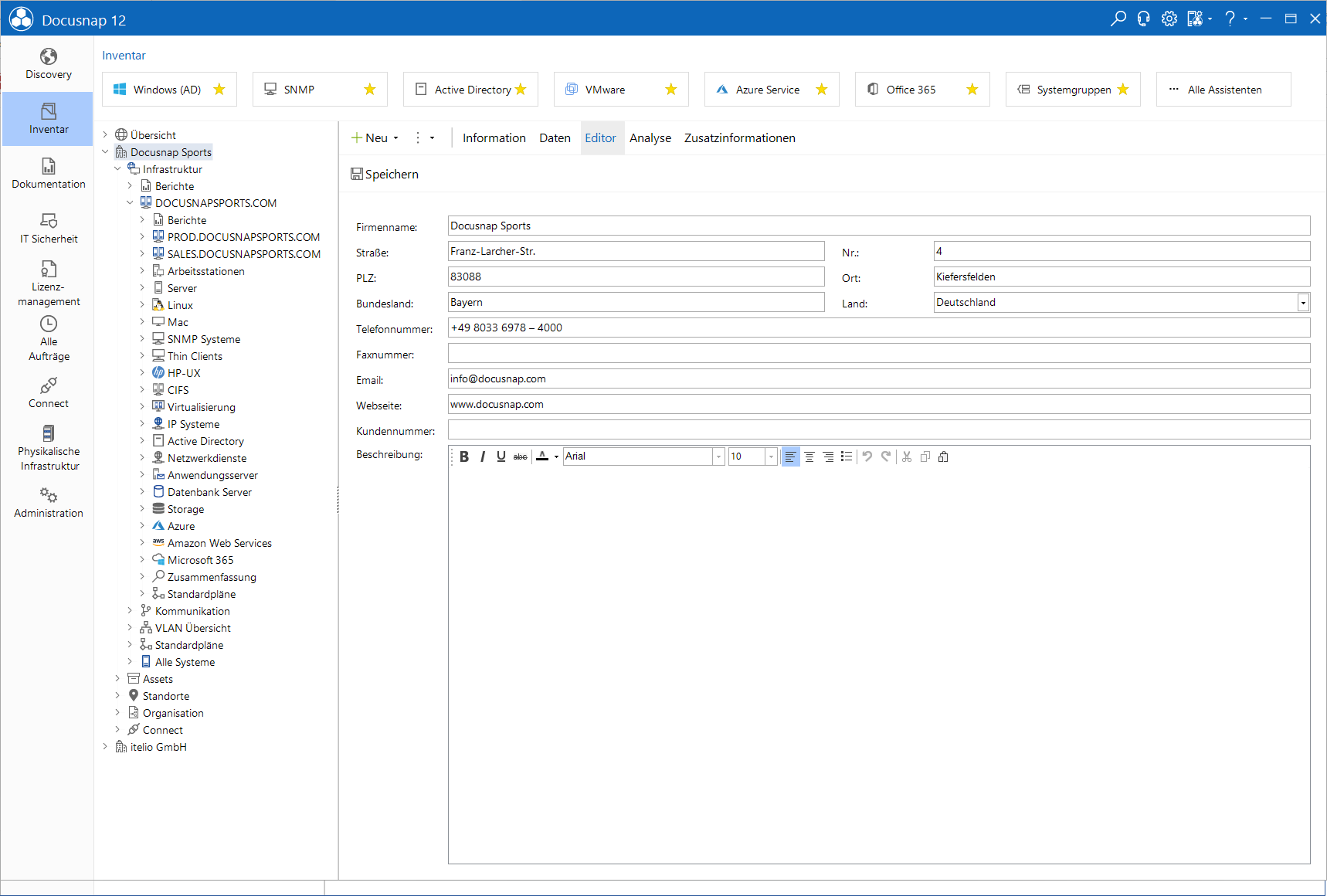 Docusnap Datenexplorer Firma editieren Docusnap Datenexplorer Firma editieren