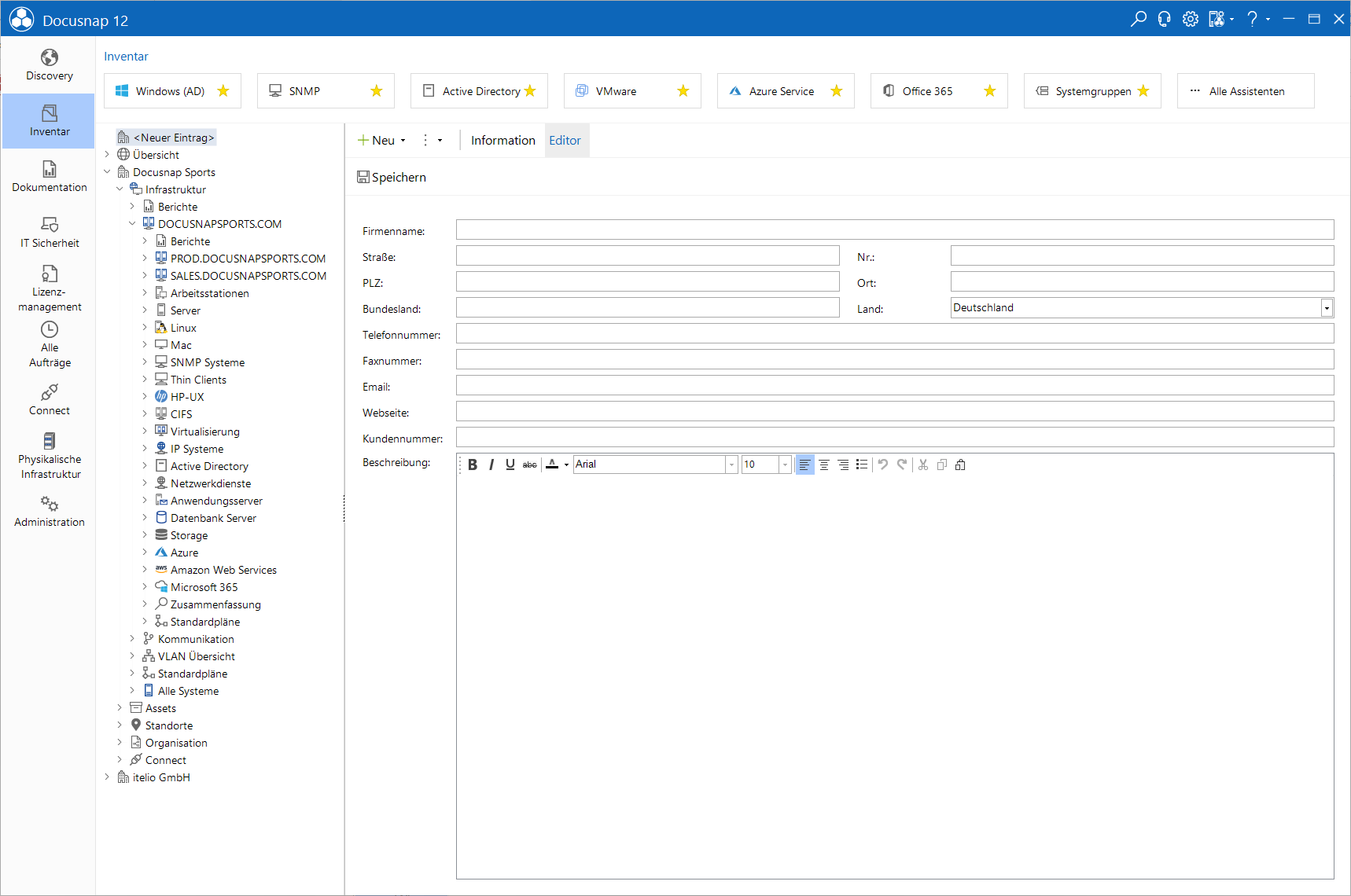Docusnap Datenexplorer Firma erstellen Docusnap Datenexplorer Firma erstellen