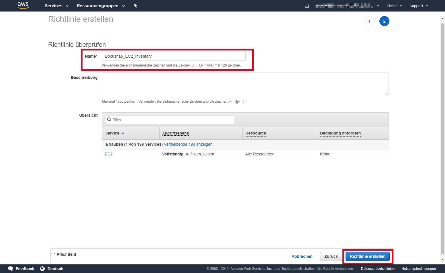 Docusnap AWS Umgebung komplette Richtlinie prüfen Docusnap AWS Umgebung komplette Richtlinie prüfen