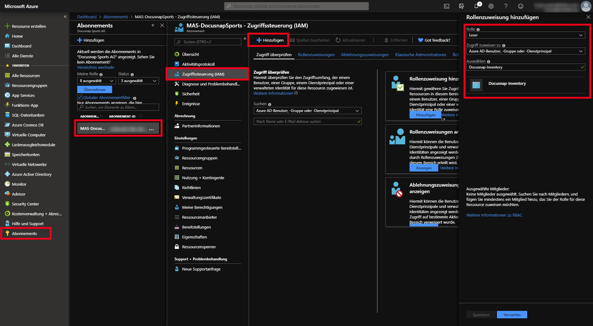 Docusnap Inventarisierung Azure Zugriffssteuerung Docusnap Inventarisierung Azure Zugriffssteuerung