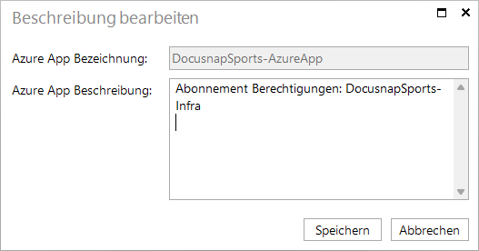 Docusnap Azure App Beschreibung bearbeiten Docusnap Azure App Beschreibung bearbeiten