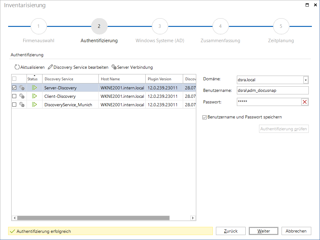 Docusnap Inventarisierung Authentifizierung
