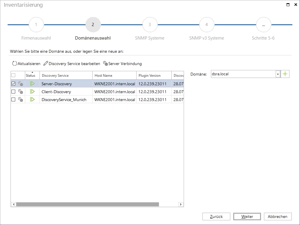 Docusnap Inventarisierung Domäne ohne Authentifizierung