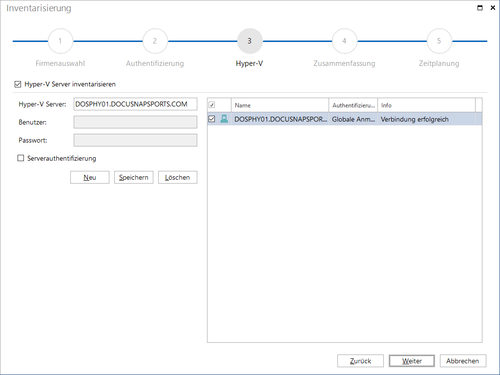 Docusnap Inventarisierung Hyper-V