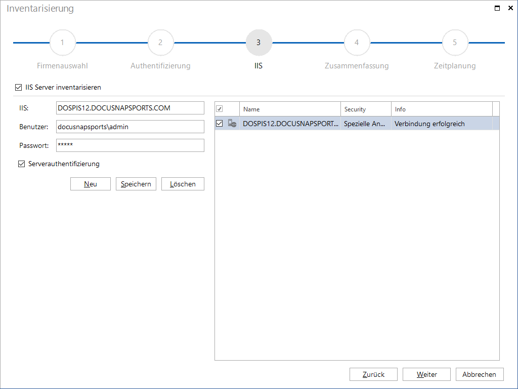 Docusnap Inventarisierung IIS Docusnap Inventarisierung IIS