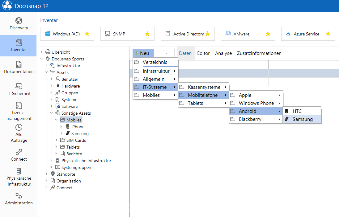 Docusnap IT Asset anlegen Docusnap IT Asset anlegen