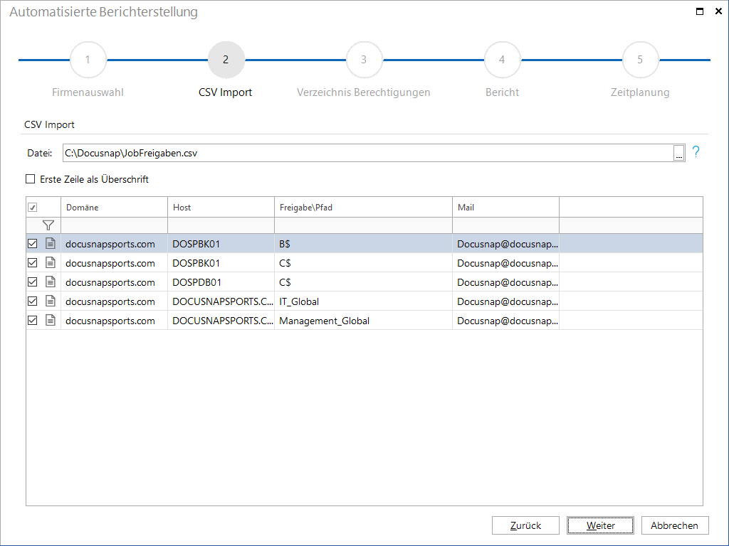 Docusnap Berechtigungsanalyse CSV Import Docusnap Berechtigungsanalyse CSV Import