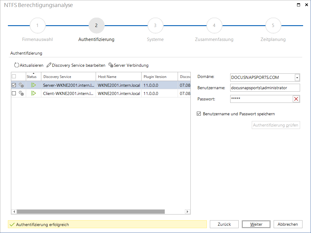 Docusnap Brechtigungsanalyse Authentifizierung Docusnap Brechtigungsanalyse Authentifizierung
