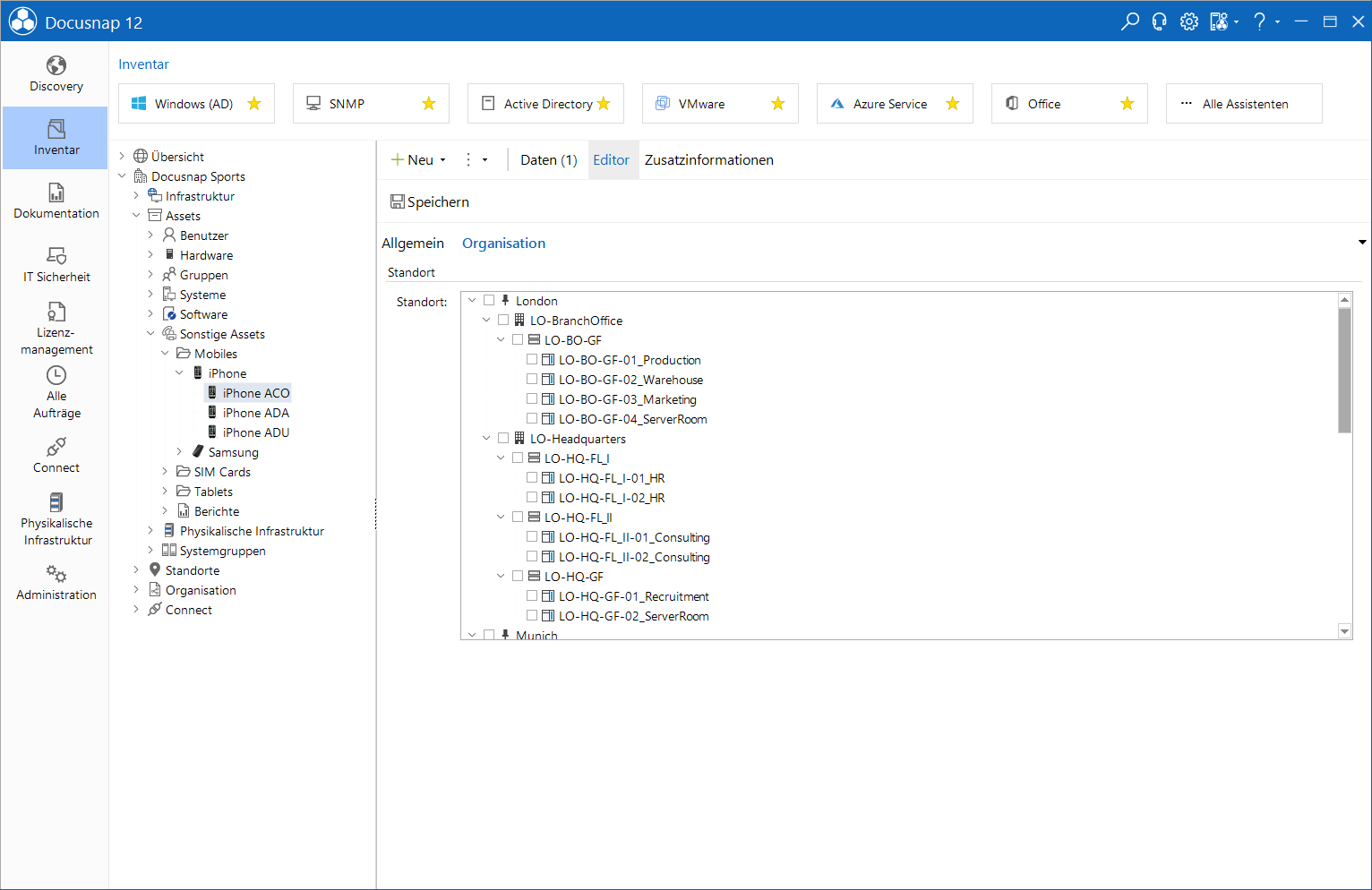 Docusnap Standorte IT Assets Zuordnung Docusnap Standorte IT Assets Zuordnung