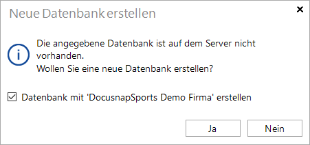 Docusnap-Optionen Datenbank anlegen Docusnap-Optionen Datenbank anlegen