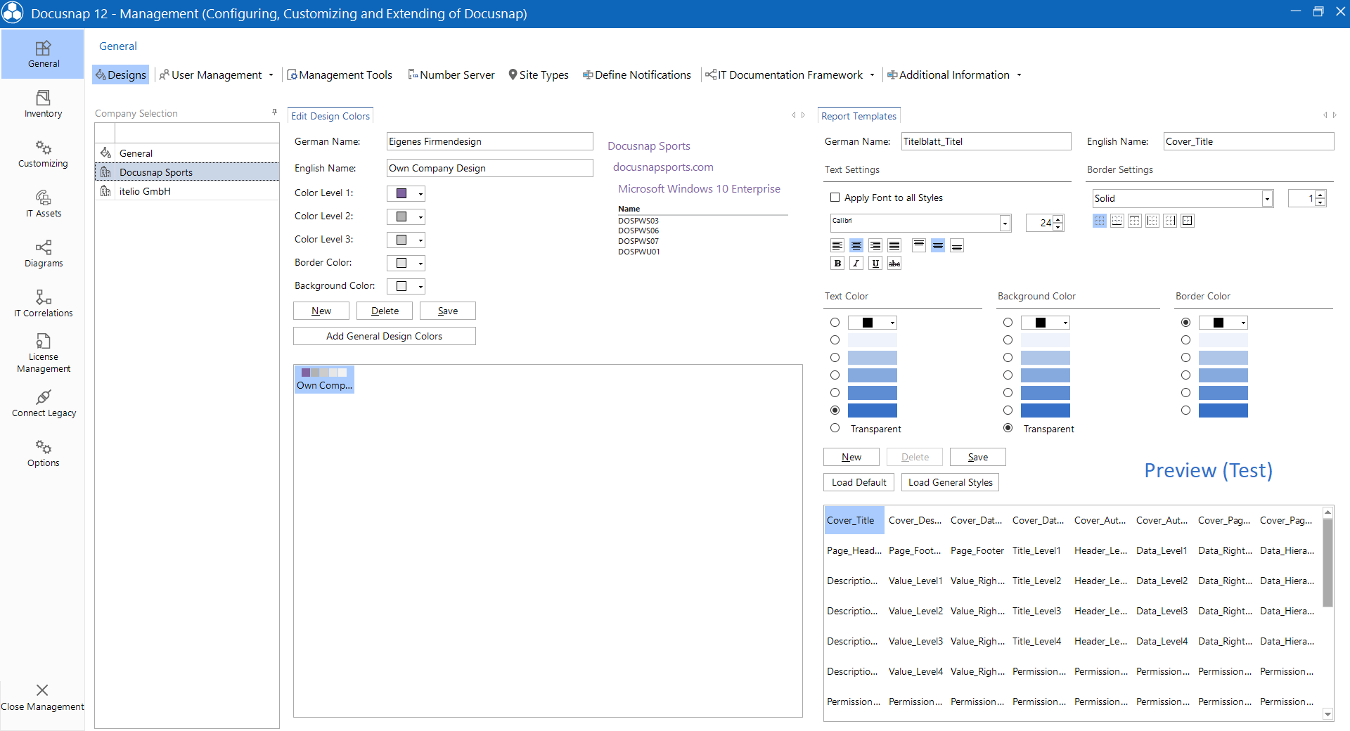 Docusnap Management General Edit Designs