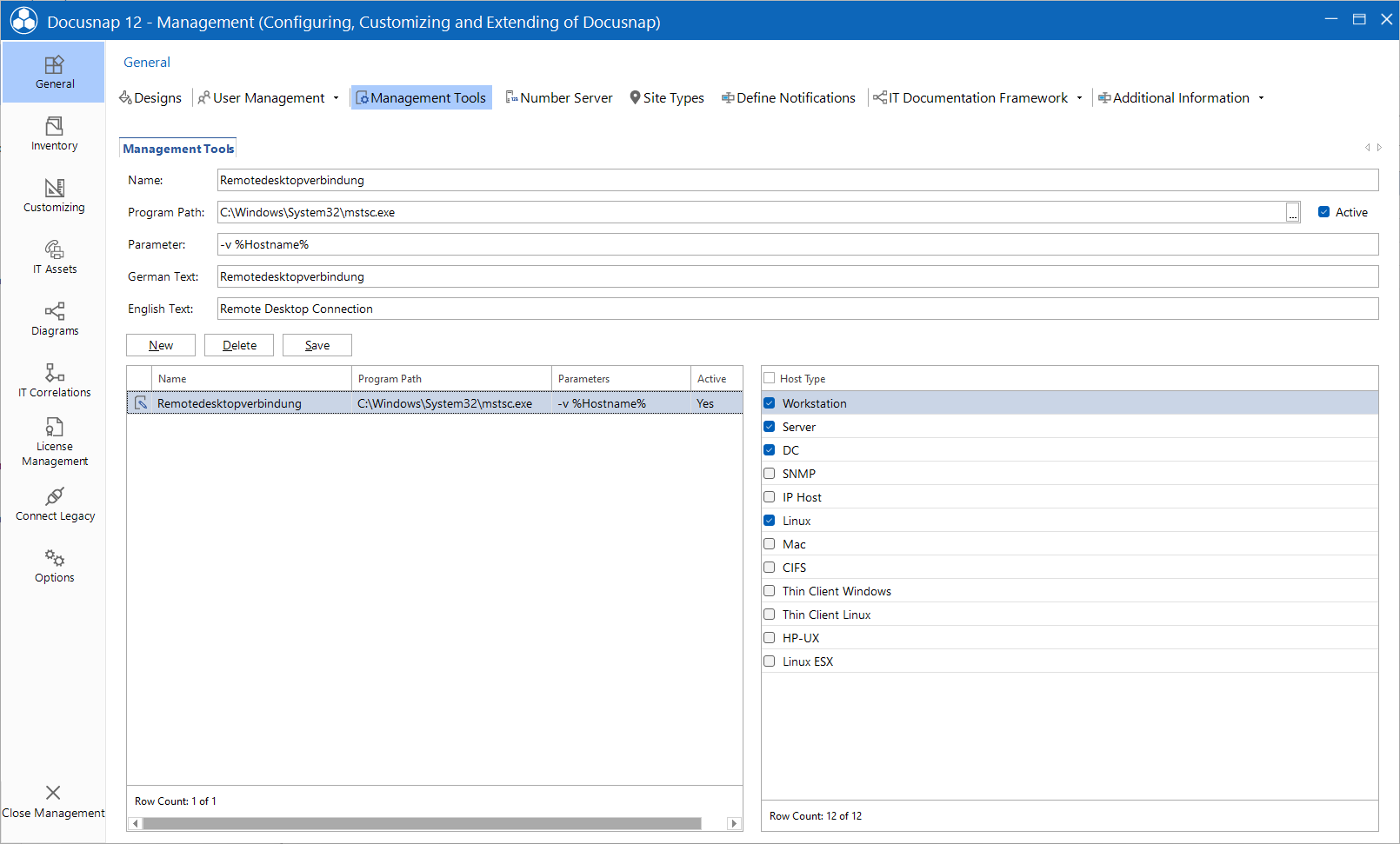 Docusnap Management General Management Tools