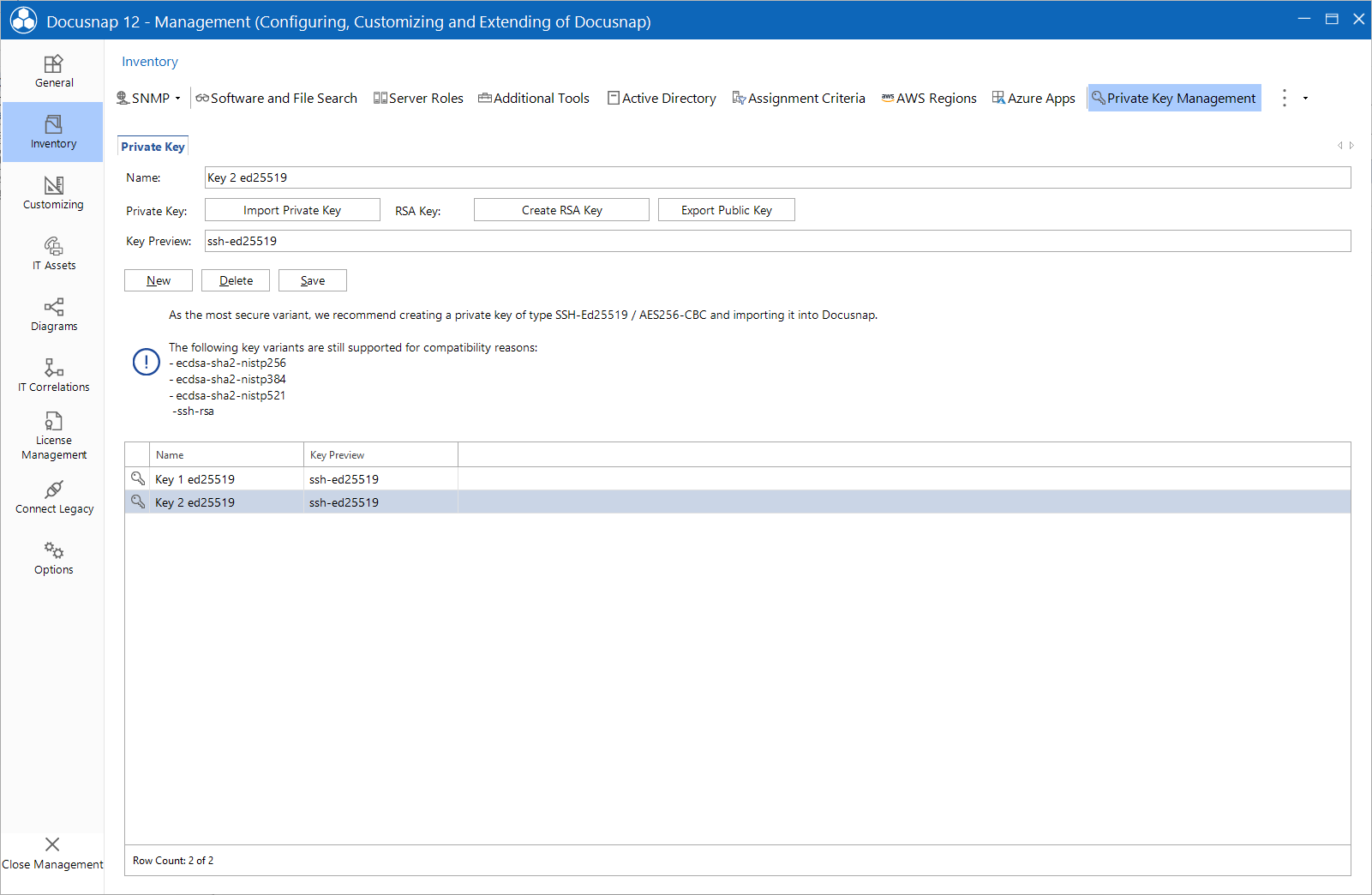 Docusnap Management Create RSA Docusnap Management Create RSA