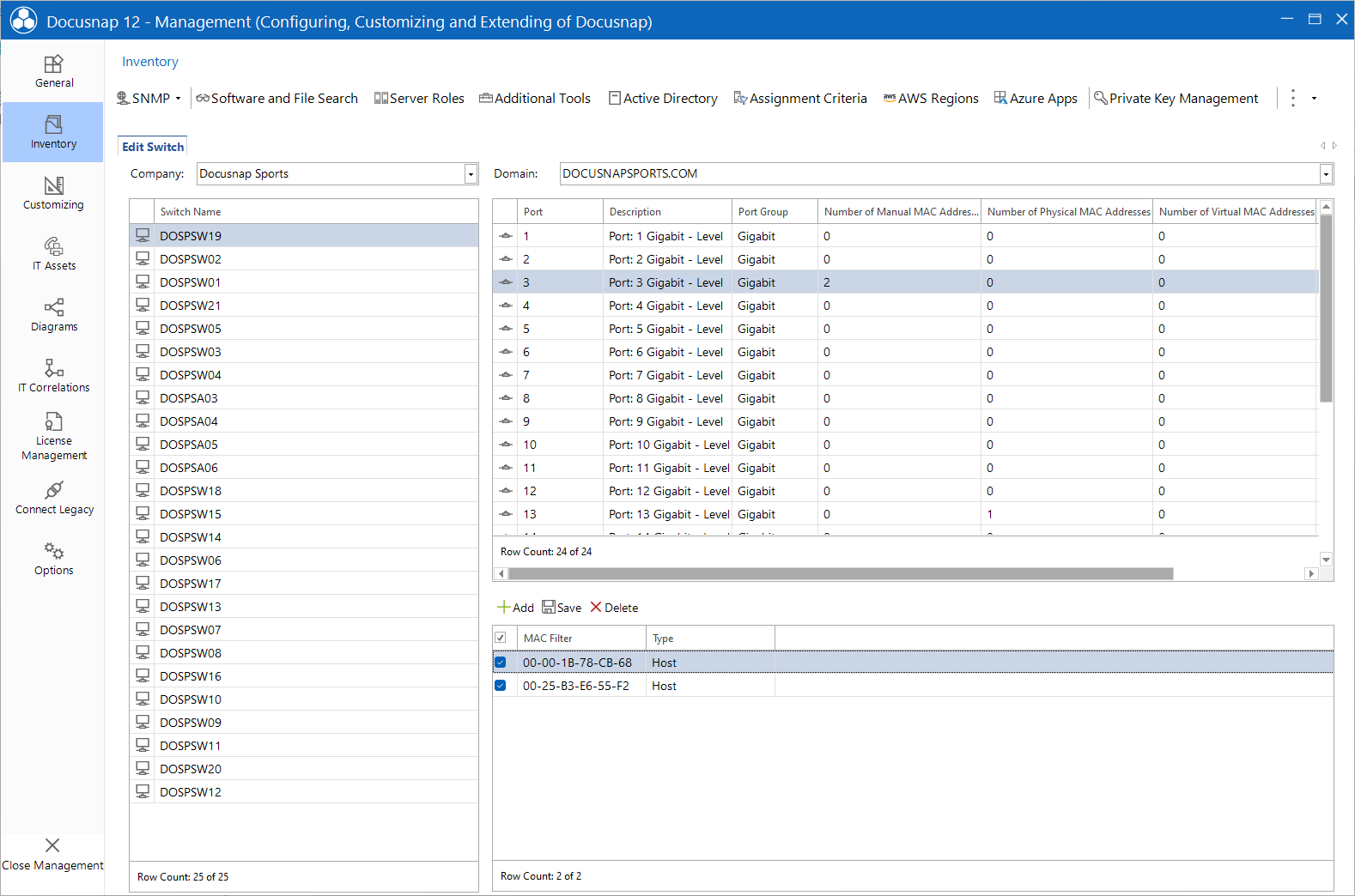 Docusnap Management Inventory Edit Switch