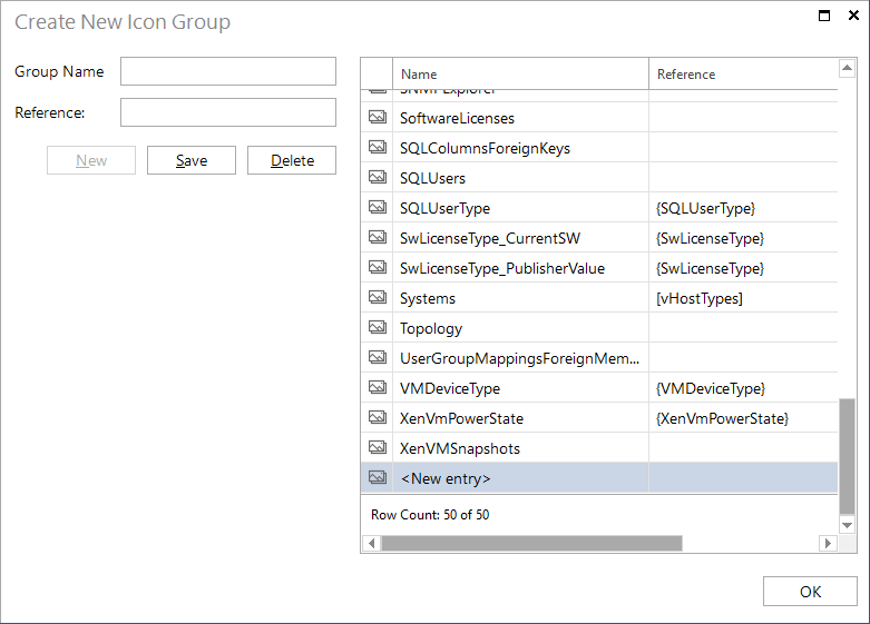 Docusnap tools manage metaobjects manage icon filter add group