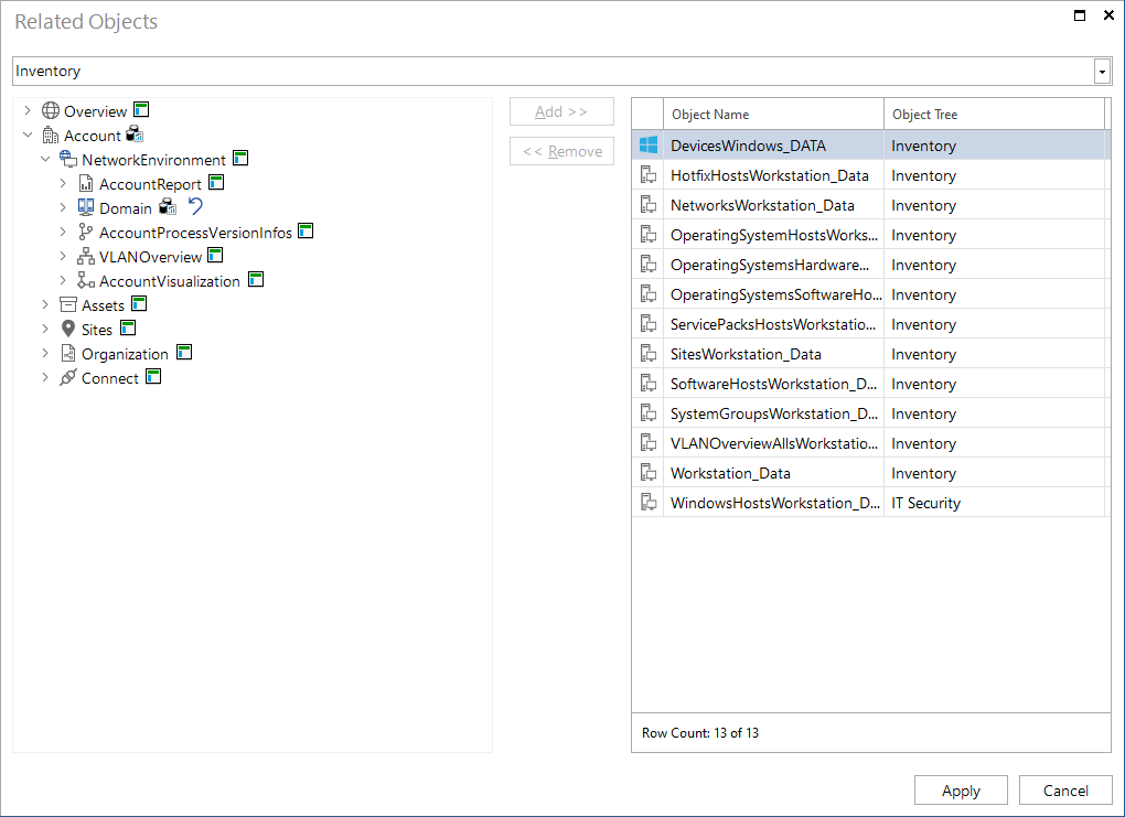 Docusnap tools manage metaobjects manage related objects Docusnap tools manage metaobjects manage related objects