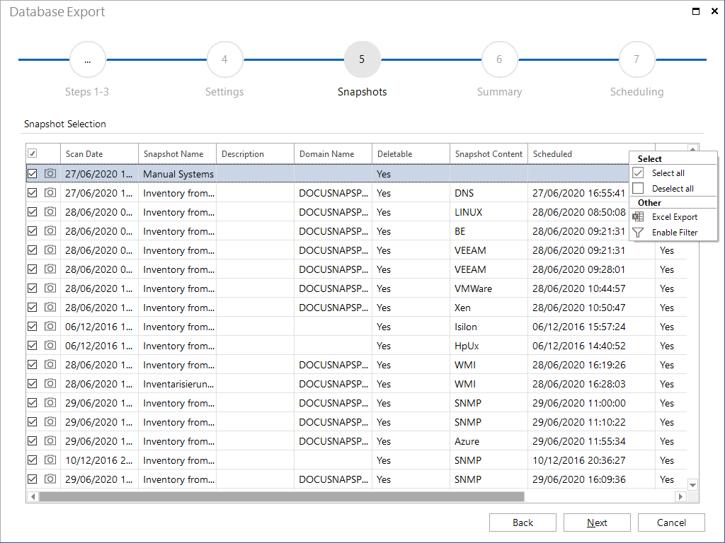 Docusnap-Database-Export-Snapshots Docusnap-Database-Export-Snapshots