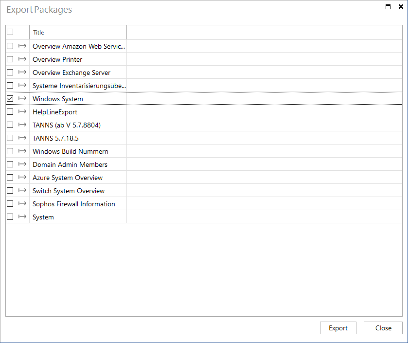 Docusnap Connect Package Export Docusnap Connect Package Export