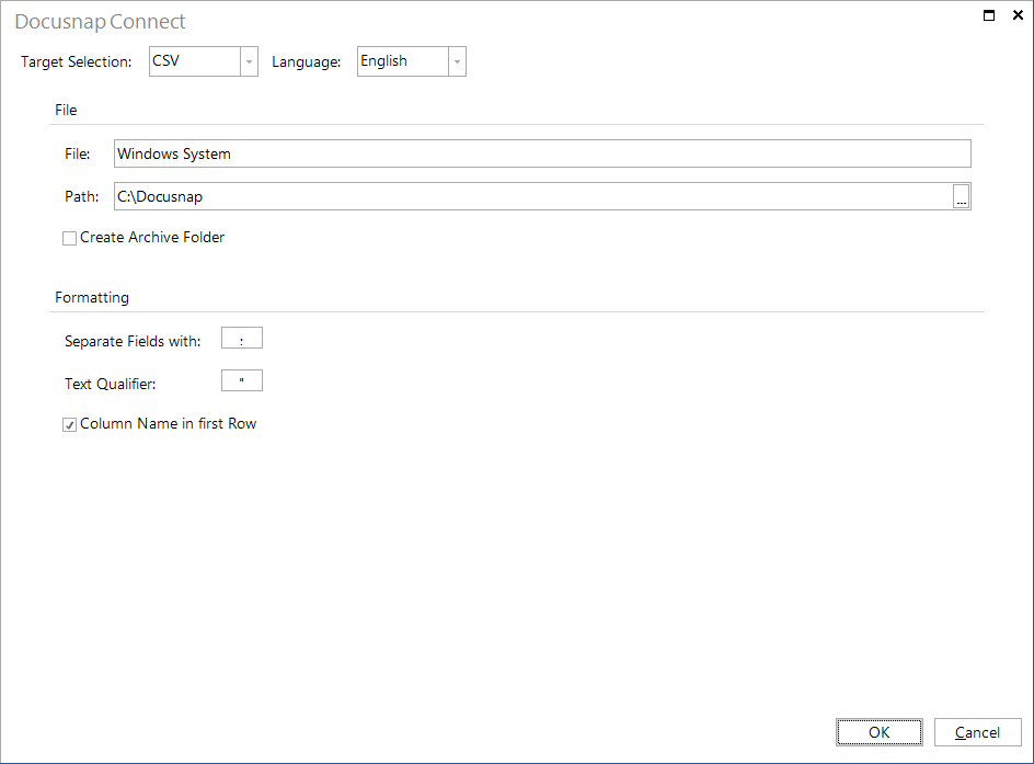 Docusnap Connect Schedule Package CSV