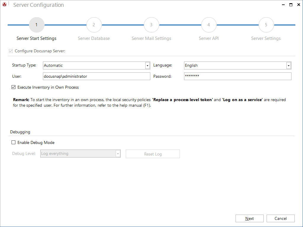 Docusnap-Configuration-Server-Start-Settings-Token Docusnap-Configuration-Server-Start-Settings-Token