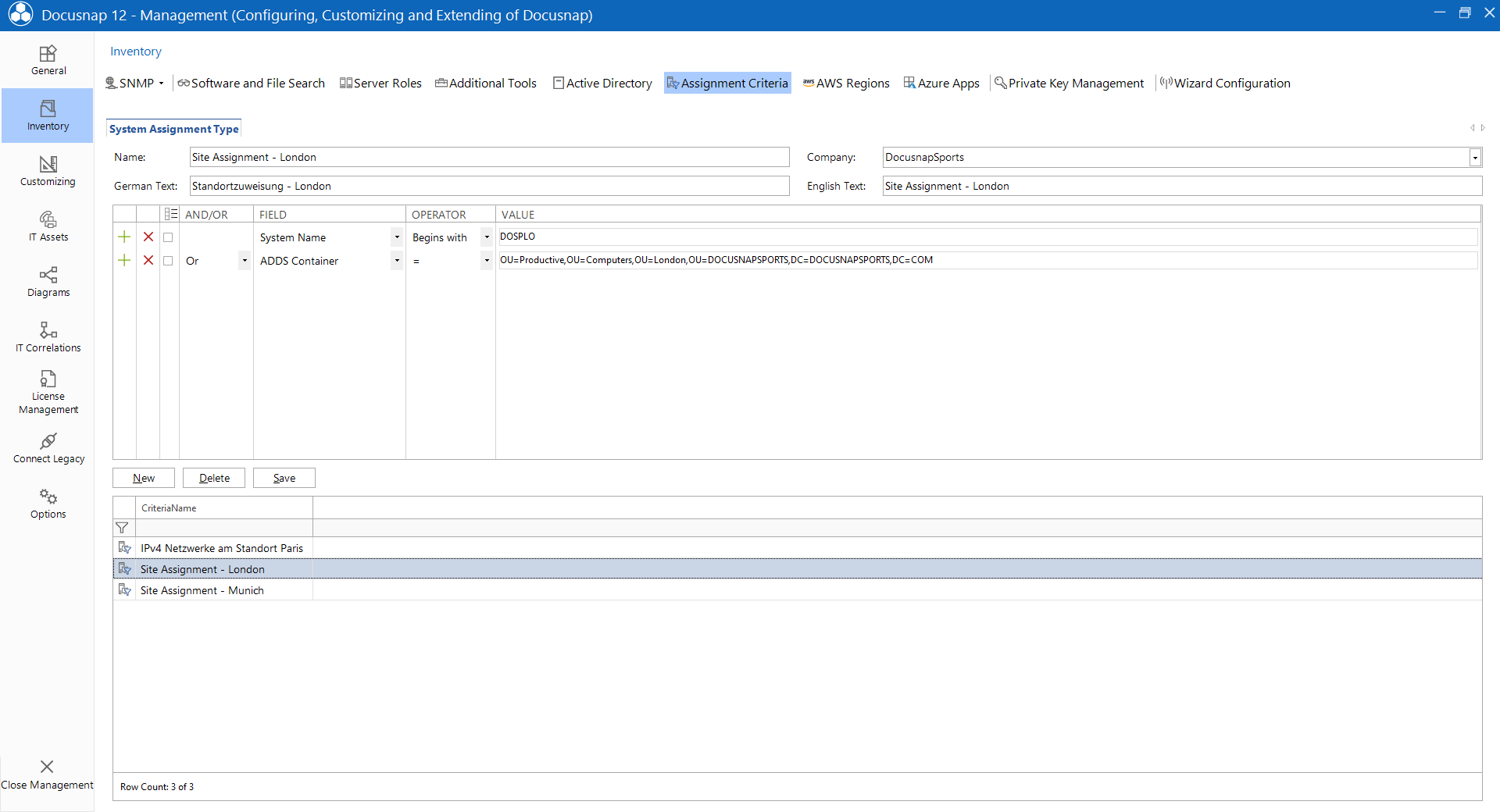 Docusnap Create Site Assignment Criterias Docusnap Create Site Assignment Criterias
