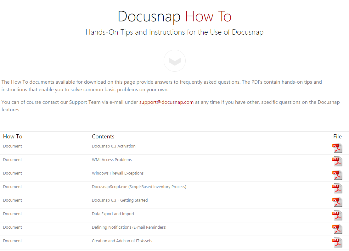 Docusnap menu help howto Docusnap menu help howto